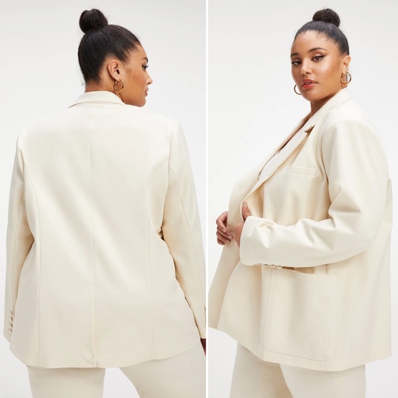 Good American NWOT Woven Blazer 2.0 bone ivory boss jacket career office 2X XXL - Picture 2 of 15